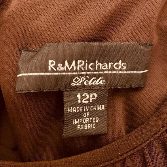 R & M Richards Brown Beaded Halter Neck Knee Length Fit & Flare Dress Size 12P - Picture 7 of 10